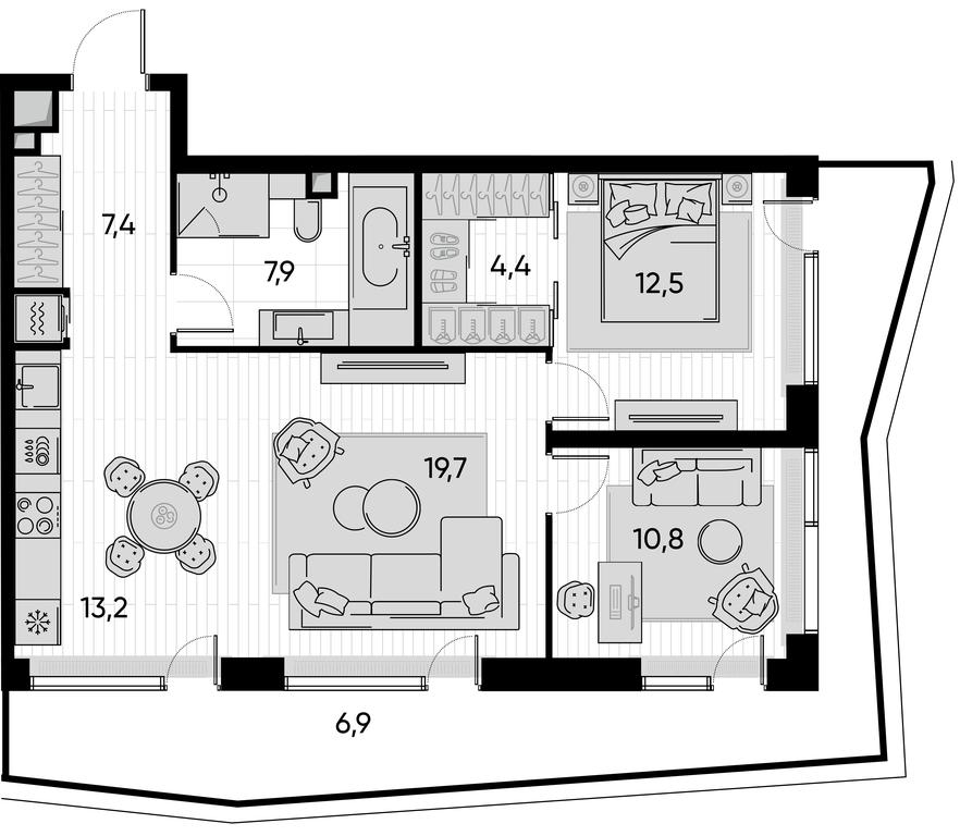2-BD Apartment Sale, 82.4平方米 at Pride, Polkovaya Street, 1с27, Moscow, Russia #1 2-BD Apartment Sale, 82.4平方米 at Pride, Polkovaya Street, 1с27, Moscow, Russia #1