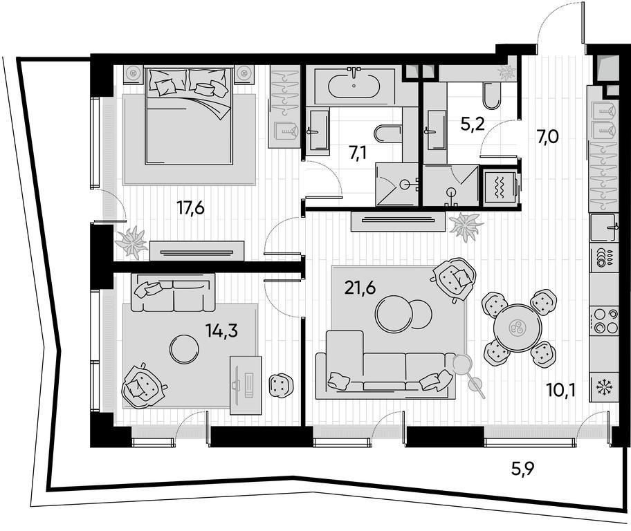 2-BD Apartment Sale, 88.5平方米 at Pride, Polkovaya Street, 1с27, Moscow, Russia #1 2-BD Apartment Sale, 88.5平方米 at Pride, Polkovaya Street, 1с27, Moscow, Russia #1