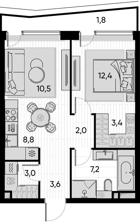 1-BD Apartment Sale, 52.6平方米 at Pride, Polkovaya Street, 1с27, Moscow, Russia #1 1-BD Apartment Sale, 52.6平方米 at Pride, Polkovaya Street, 1с27, Moscow, Russia #1