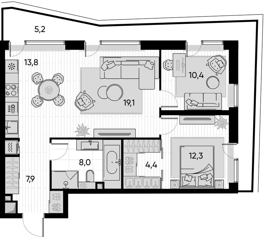 2-BD Apartment Sale, 80.8 sq. m. at Pride, Polkovaya Street, 1с27, Moscow, Russia #1 2-BD Apartment Sale, 80.8 sq. m. at Pride, Polkovaya Street, 1с27, Moscow, Russia #1