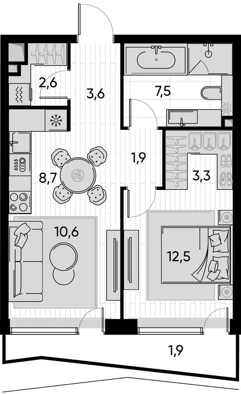 1-BD Apartment Sale, 52.6平方米 at Pride, Polkovaya Street, 1с27, Moscow, Russia #1