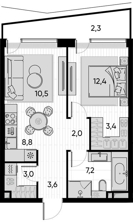 1-BD Apartment Sale, 53.2 sq. m. at Pride, Polkovaya Street, 1с27, Moscow, Russia #1