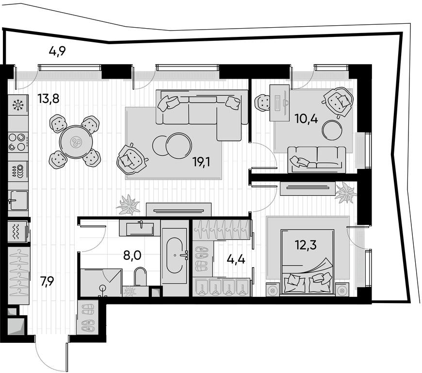 2-BD Apartment Sale, 80.6 sq. m. at Pride, Polkovaya Street, 1с27, Moscow, Russia #1 2-BD Apartment Sale, 80.6 sq. m. at Pride, Polkovaya Street, 1с27, Moscow, Russia #1