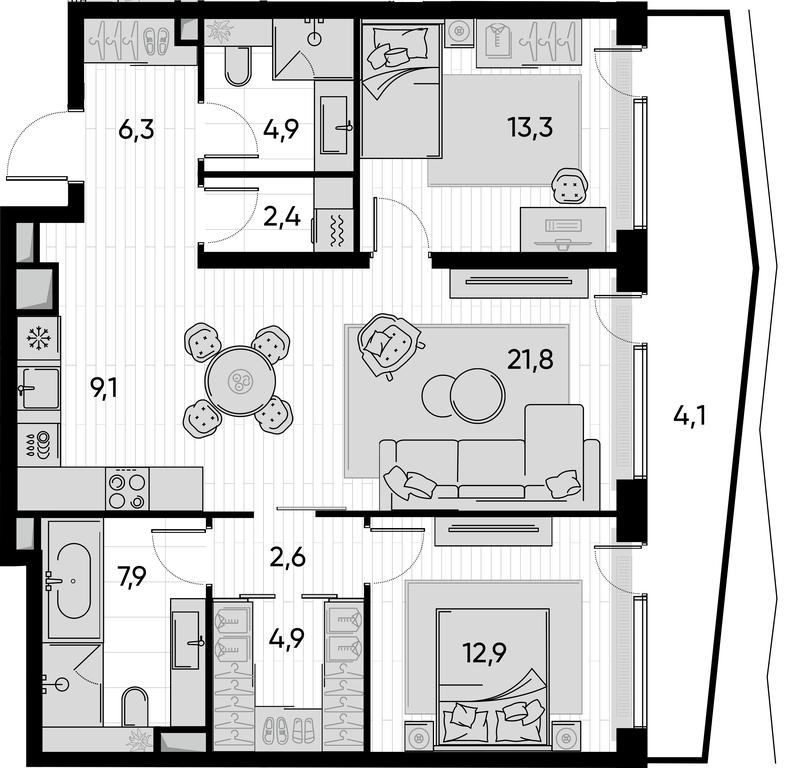 2-BD Apartment Sale, 90.7 sq. m. at Pride, Polkovaya Street, 1с27, Moscow, Russia #1 2-BD Apartment Sale, 90.7 sq. m. at Pride, Polkovaya Street, 1с27, Moscow, Russia #1