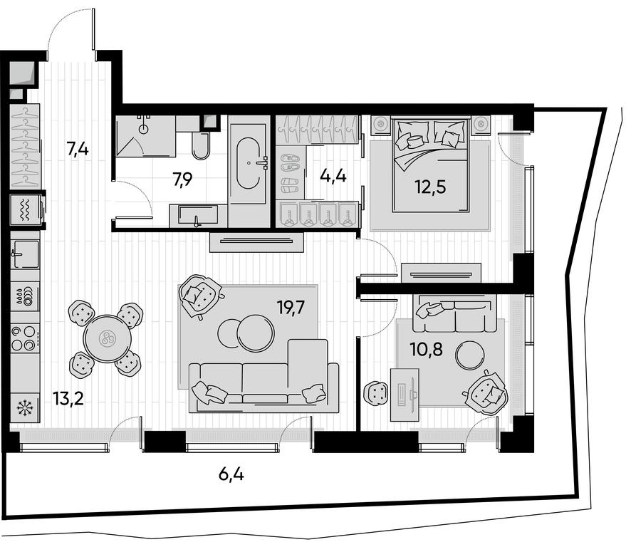 2-BD Apartment Sale, 82.3 sq. m. at Pride, Polkovaya Street, 1с27, Moscow, Russia #1 2-BD Apartment Sale, 82.3 sq. m. at Pride, Polkovaya Street, 1с27, Moscow, Russia #1