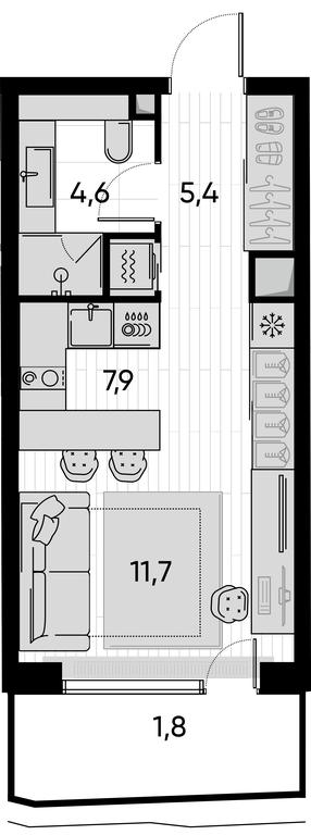 Apartment Sale, 31.4 sq. m. at Pride, Polkovaya Street, 1с27, Moscow, Russia #1