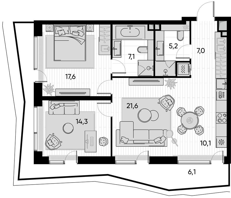 2-BD Apartment Sale, 88.7 sq. m. at Pride, Polkovaya Street, 1с27, Moscow, Russia #1 2-BD Apartment Sale, 88.7 sq. m. at Pride, Polkovaya Street, 1с27, Moscow, Russia #1