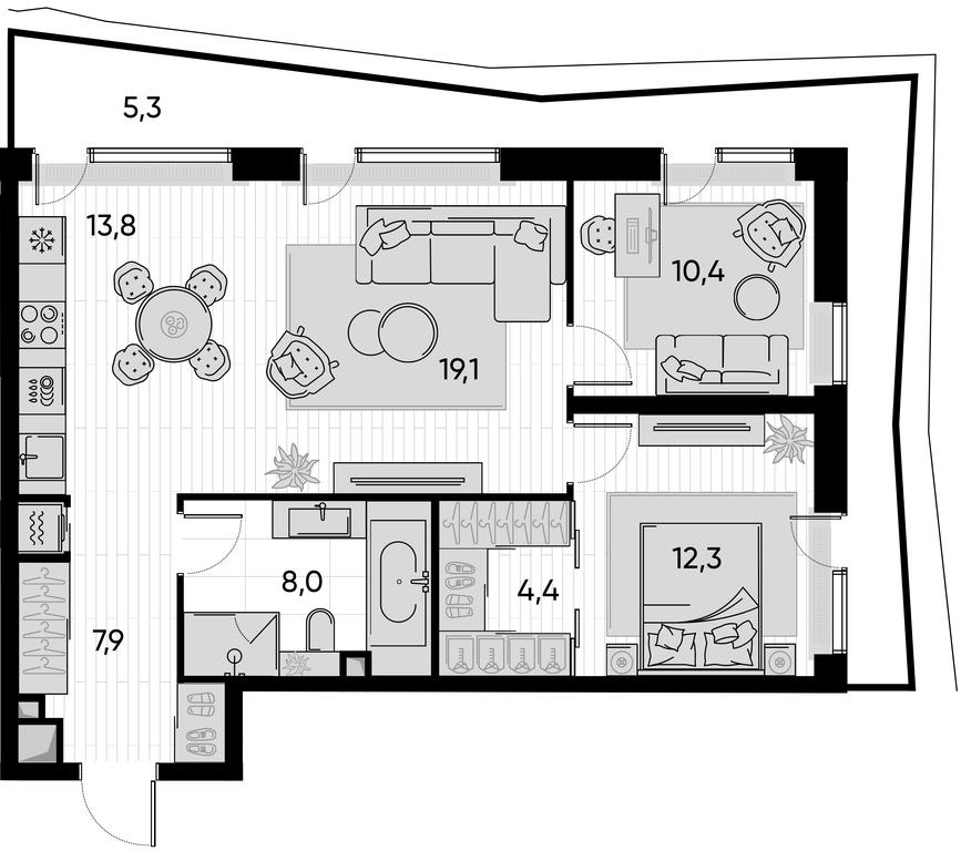 2-BD Apartment Sale, 81 sq. m. at Pride, Polkovaya Street, 1с27, Moscow, Russia #1 2-BD Apartment Sale, 81 sq. m. at Pride, Polkovaya Street, 1с27, Moscow, Russia #1