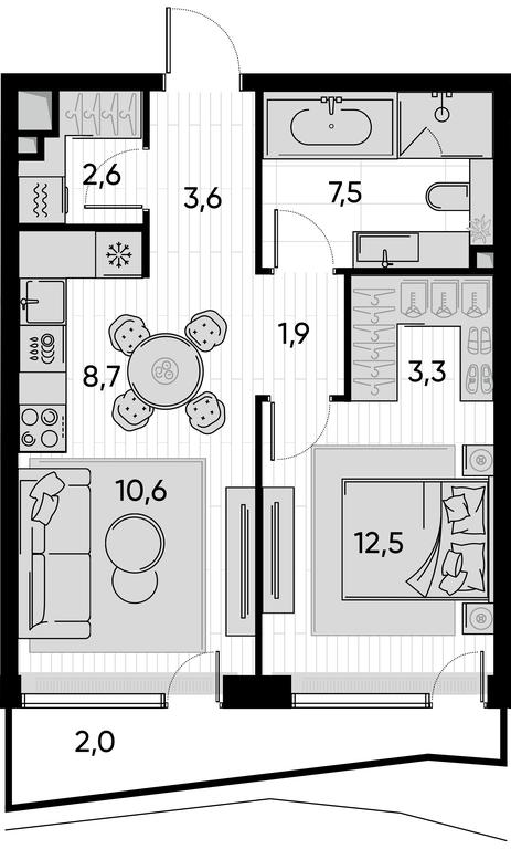 1-BD Apartment Sale, 52.7平方米 at Pride, Polkovaya Street, 1с27, Moscow, Russia #1 1-BD Apartment Sale, 52.7平方米 at Pride, Polkovaya Street, 1с27, Moscow, Russia #1