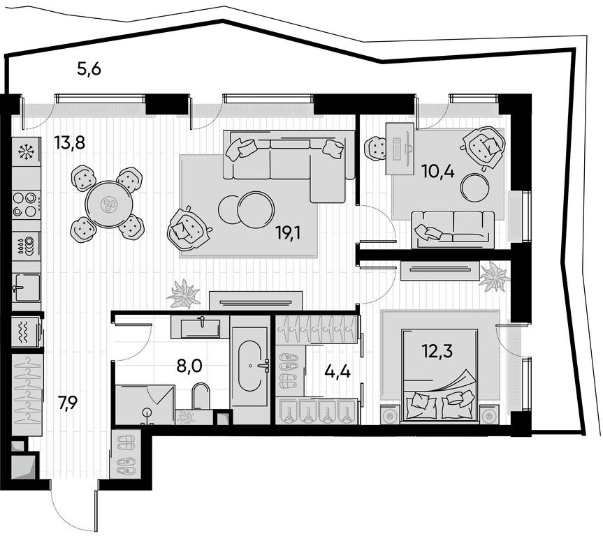 2-BD Apartment Sale, 81.3 sq. m. at Pride, Polkovaya Street, 1с27, Moscow, Russia #1 2-BD Apartment Sale, 81.3 sq. m. at Pride, Polkovaya Street, 1с27, Moscow, Russia #1