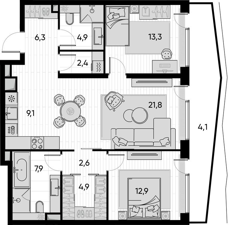 2-BD Apartment Sale, 90.7 sq. m. at Pride, Polkovaya Street, 1с27, Moscow, Russia #1 2-BD Apartment Sale, 90.7 sq. m. at Pride, Polkovaya Street, 1с27, Moscow, Russia #1