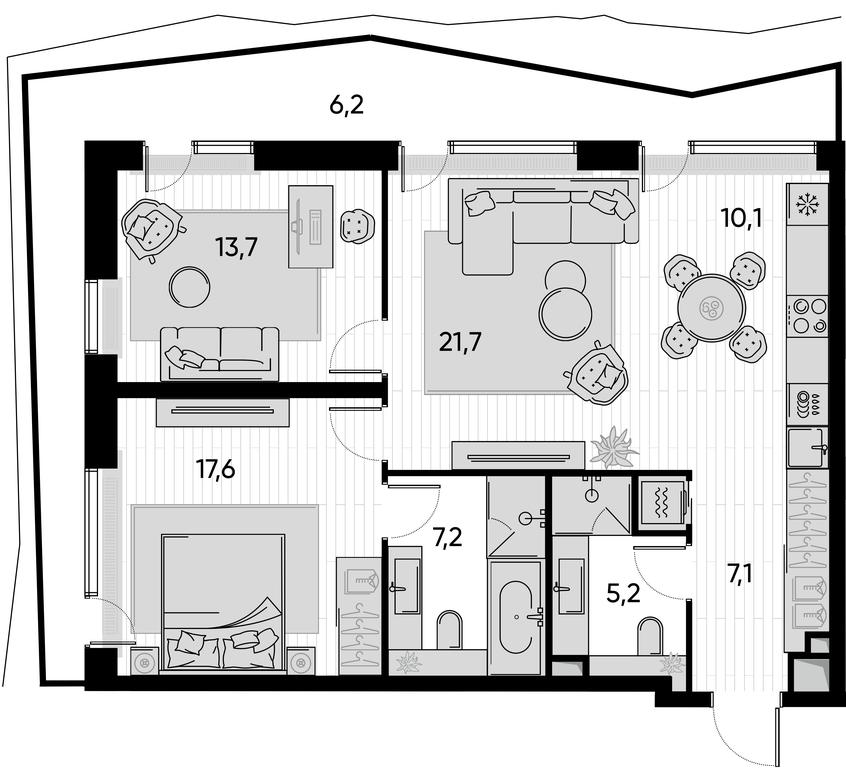 2-BD Apartment Sale, 88.6平方米 at Pride, Polkovaya Street, 1с27, Moscow, Russia #1 2-BD Apartment Sale, 88.6平方米 at Pride, Polkovaya Street, 1с27, Moscow, Russia #1