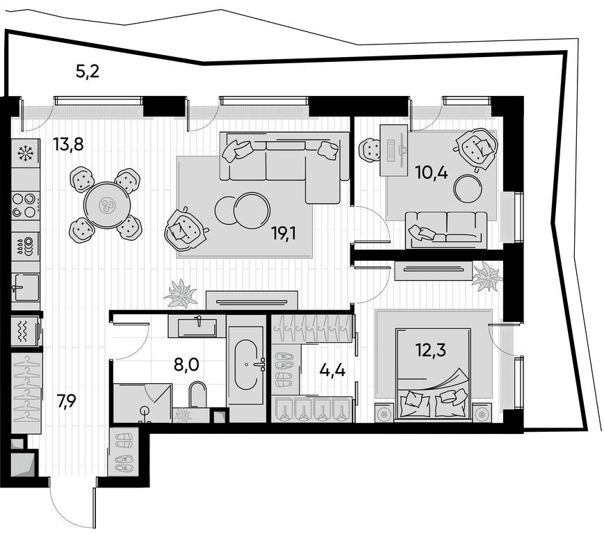2-BD Apartment Sale, 81平方米 at Pride, Polkovaya Street, 1с27, Moscow, Russia #1 2-BD Apartment Sale, 81平方米 at Pride, Polkovaya Street, 1с27, Moscow, Russia #1