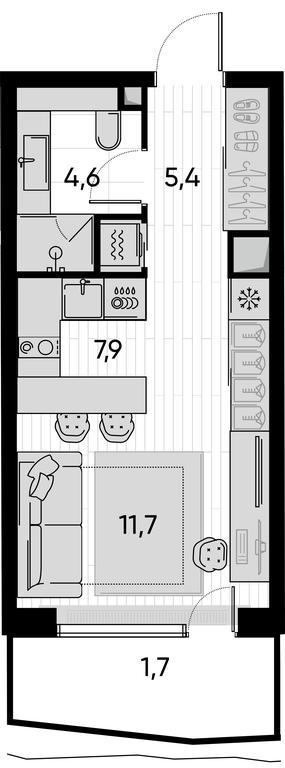Apartment Sale, 31.3 sq. m. at Pride, Polkovaya Street, 1с27, Moscow, Russia #1