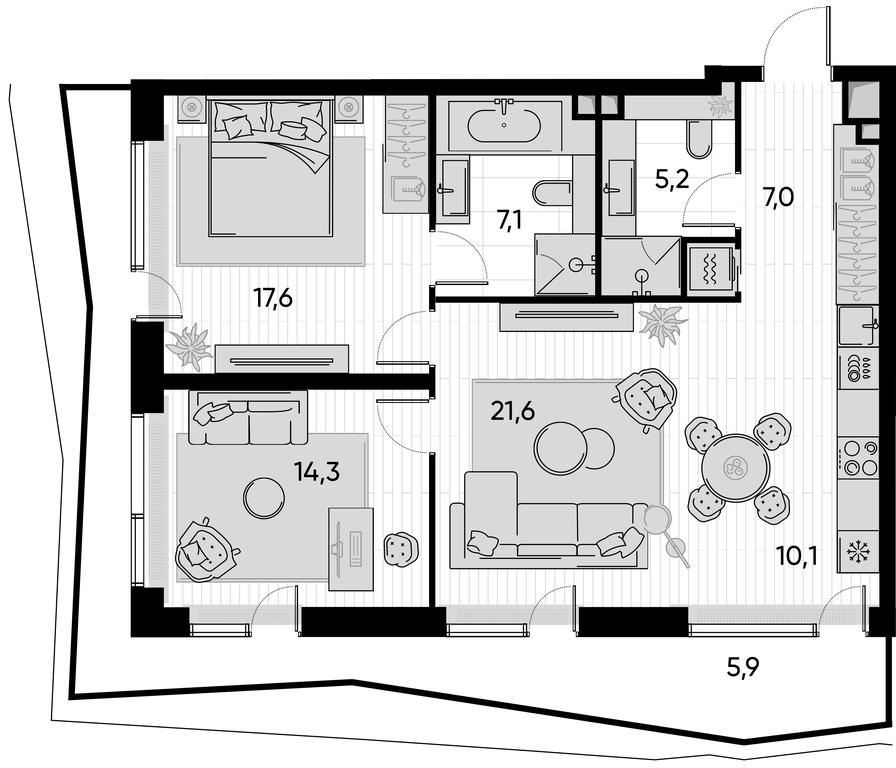 2-BD Apartment Sale, 88.6 sq. m. at Pride, Polkovaya Street, 1с27, Moscow, Russia #1 2-BD Apartment Sale, 88.6 sq. m. at Pride, Polkovaya Street, 1с27, Moscow, Russia #1