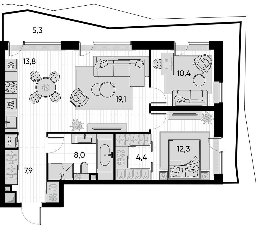 2-BD Apartment Sale, 81平方米 at Pride, Polkovaya Street, 1с27, Moscow, Russia #1 2-BD Apartment Sale, 81平方米 at Pride, Polkovaya Street, 1с27, Moscow, Russia #1