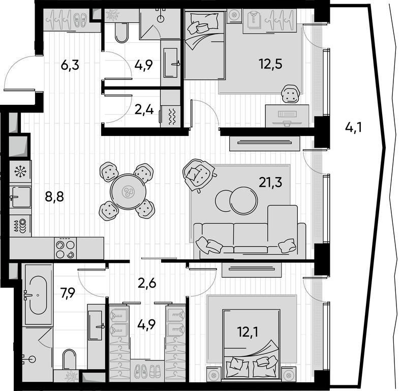 2-BD Apartment Sale, 90.8平方米 at Pride, Polkovaya Street, 1с27, Moscow, Russia #1 2-BD Apartment Sale, 90.8平方米 at Pride, Polkovaya Street, 1с27, Moscow, Russia #1