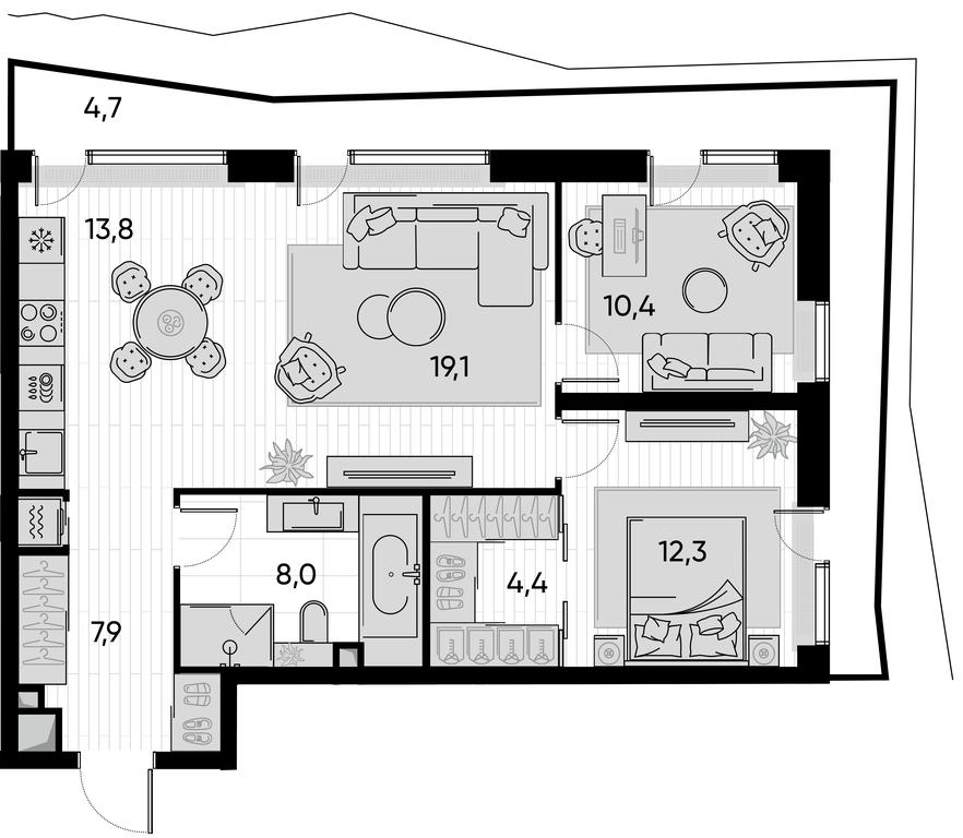 2-BD Apartment Sale, 80.6 sq. m. at Pride, Polkovaya Street, 1с27, Moscow, Russia #1 2-BD Apartment Sale, 80.6 sq. m. at Pride, Polkovaya Street, 1с27, Moscow, Russia #1