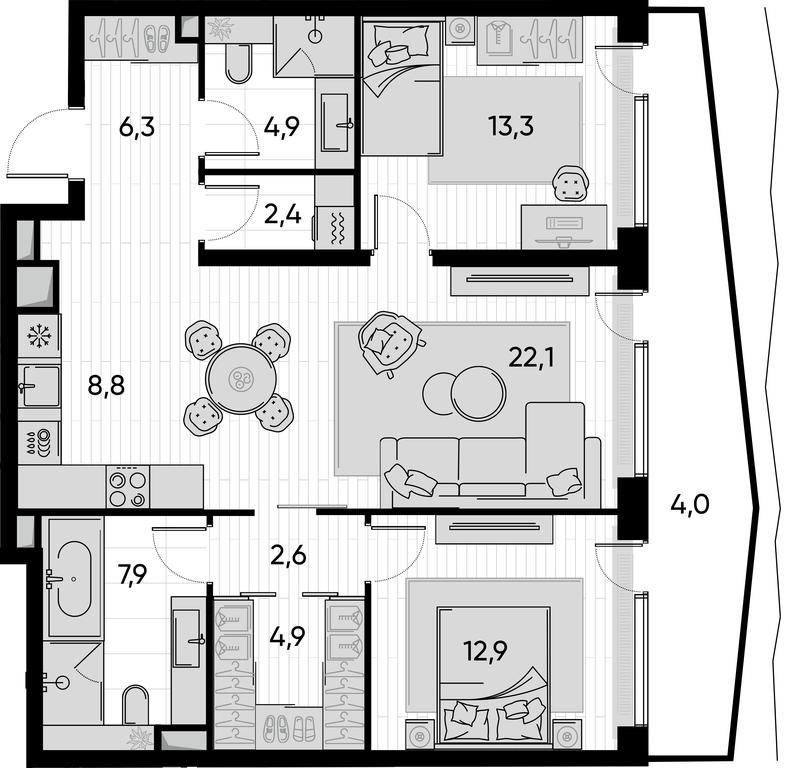 2-BD Apartment Sale, 90.1 sq. m. at Pride, Polkovaya Street, 1с27, Moscow, Russia #1 2-BD Apartment Sale, 90.1 sq. m. at Pride, Polkovaya Street, 1с27, Moscow, Russia #1