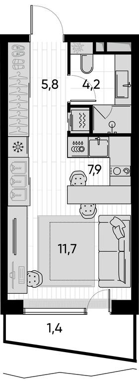Apartment Sale, 31 sq. m. at Pride, Polkovaya Street, 1с27, Moscow, Russia #1