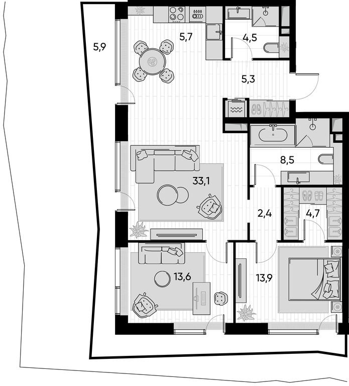 2-BD Apartment Sale, 97.7 sq. m. at Pride, Polkovaya Street, 1с27, Moscow, Russia #1 2-BD Apartment Sale, 97.7 sq. m. at Pride, Polkovaya Street, 1с27, Moscow, Russia #1