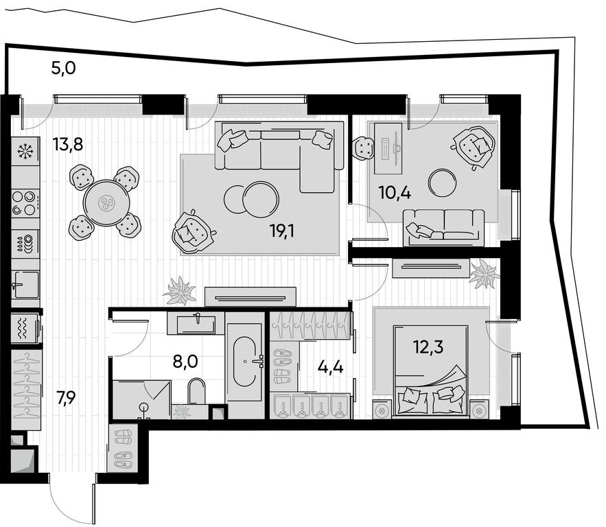 2-BD Apartment Sale, 80.9平方米 at Pride, Polkovaya Street, 1с27, Moscow, Russia #1 2-BD Apartment Sale, 80.9平方米 at Pride, Polkovaya Street, 1с27, Moscow, Russia #1