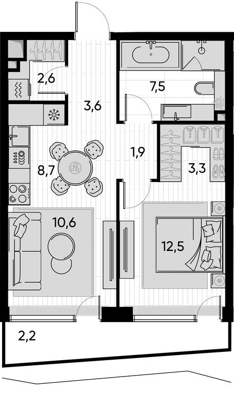 1-BD Apartment Sale, 52.9 sq. m. at Pride, Polkovaya Street, 1с27, Moscow, Russia #1