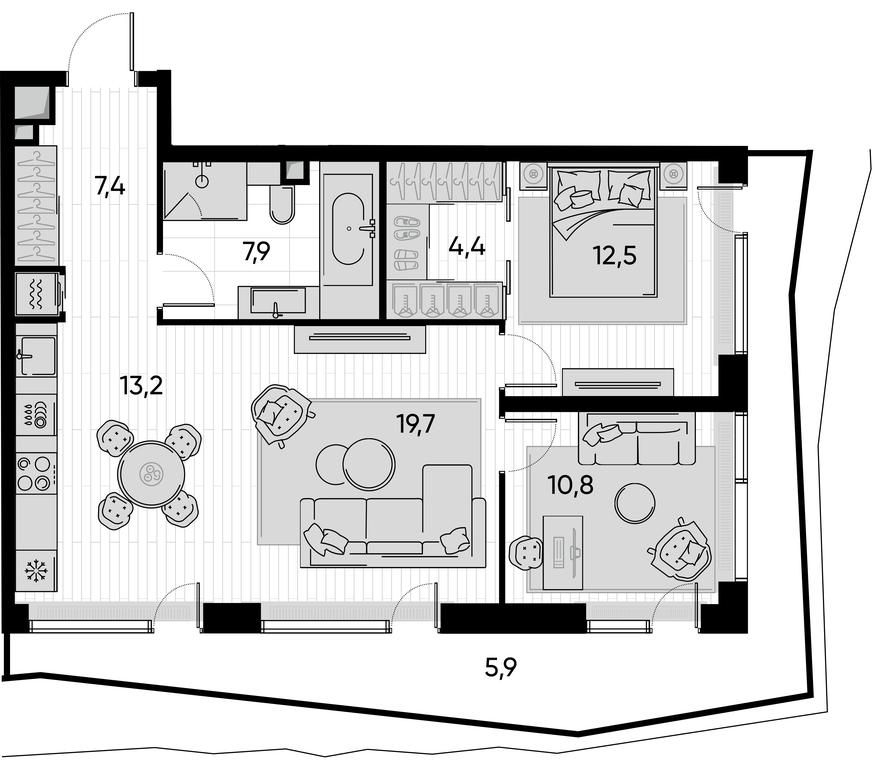 2-BD Apartment Sale, 81.8 sq. m. at Pride, Polkovaya Street, 1с27, Moscow, Russia #1 2-BD Apartment Sale, 81.8 sq. m. at Pride, Polkovaya Street, 1с27, Moscow, Russia #1