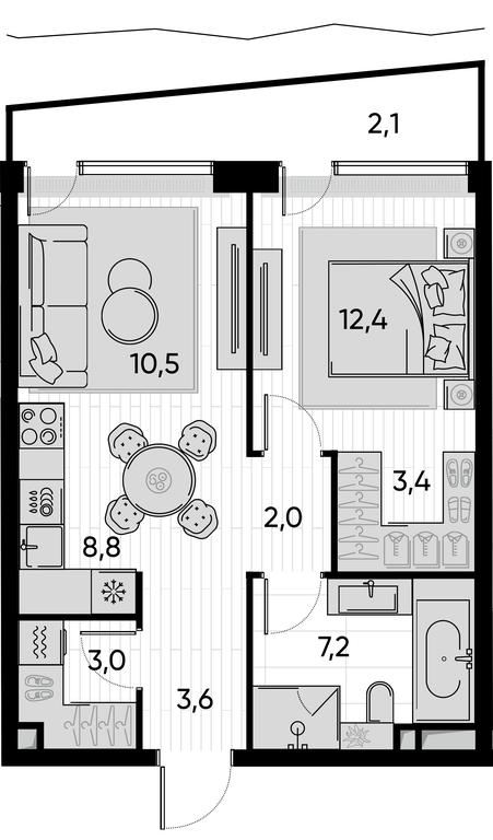 1-BD Apartment Sale, 53 sq. m. at Pride, Polkovaya Street, 1с27, Moscow, Russia #1