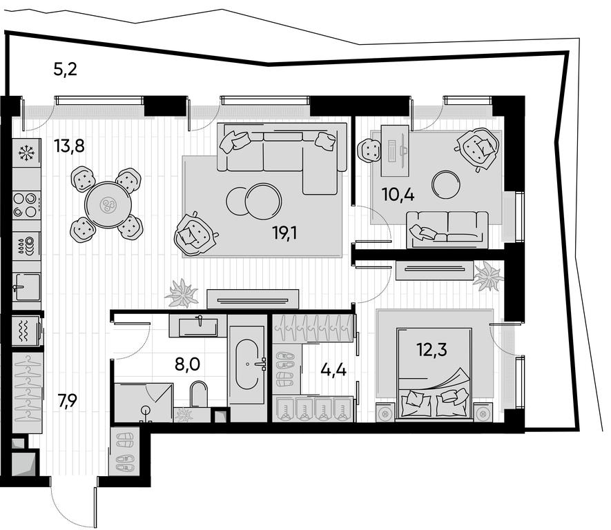 2-BD Apartment Sale, 80.7平方米 at Pride, Polkovaya Street, 1с27, Moscow, Russia #1 2-BD Apartment Sale, 80.7平方米 at Pride, Polkovaya Street, 1с27, Moscow, Russia #1