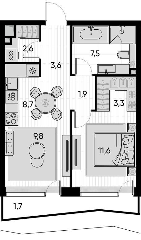 1-BD Apartment Sale, 52.5 sq. m. at Pride, Polkovaya Street, 1с27, Moscow, Russia #1 1-BD Apartment Sale, 52.5 sq. m. at Pride, Polkovaya Street, 1с27, Moscow, Russia #1