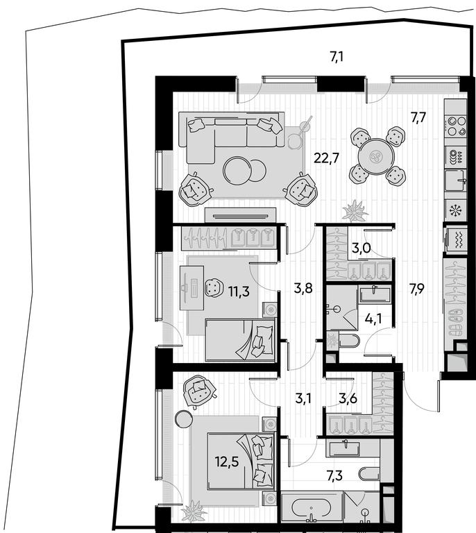2-BD Apartment Sale, 98.3 sq. m. at Pride, Polkovaya Street, 1с27, Moscow, Russia #1