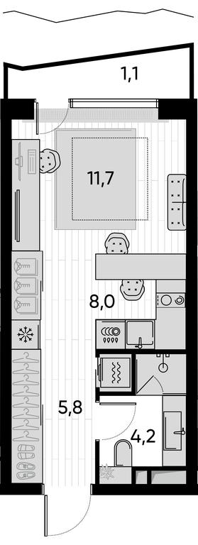 Apartment Sale, 30.8 sq. m. at Pride, Polkovaya Street, 1с27, Moscow, Russia #1