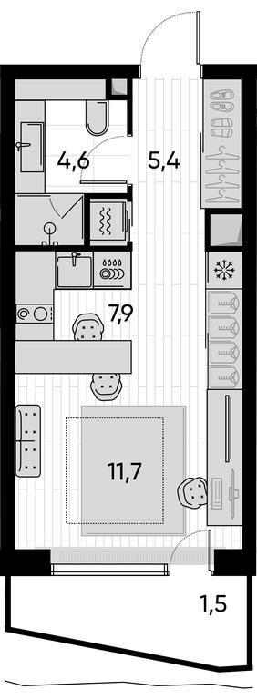 Apartment Sale, 31.1平方米 at Pride, Polkovaya Street, 1с27, Moscow, Russia #1