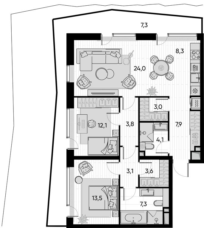 2-BD Apartment Sale, 98.5 sq. m. at Pride, Polkovaya Street, 1с27, Moscow, Russia #1 2-BD Apartment Sale, 98.5 sq. m. at Pride, Polkovaya Street, 1с27, Moscow, Russia #1