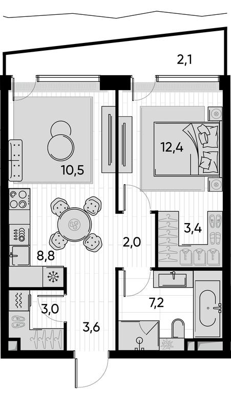 1-BD Apartment Sale, 52.9 sq. m. at Pride, Polkovaya Street, 1с27, Moscow, Russia #1