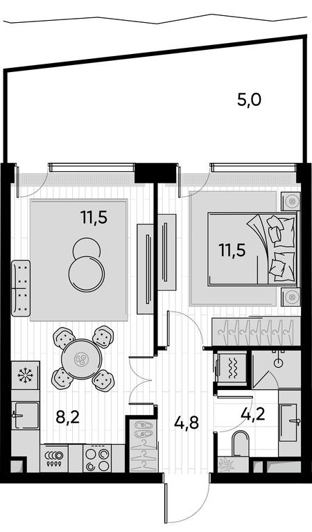 1-BD Apartment Sale, 46.7 sq. m. at Pride, Polkovaya Street, 1с27, Moscow, Russia #1