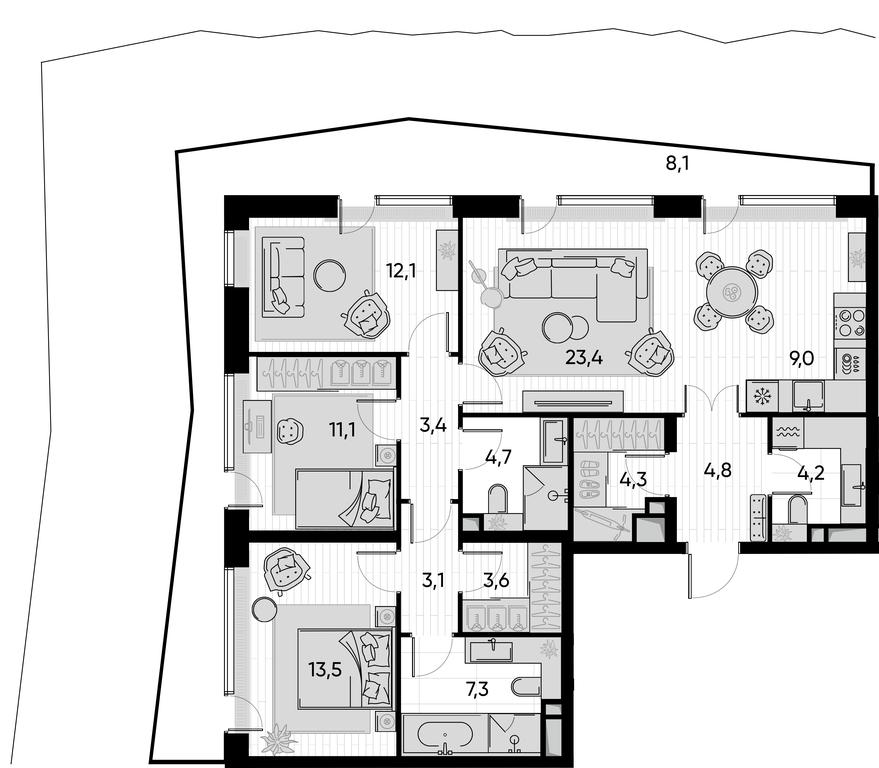 3-BD Apartment Sale, 113.2 sq. m. at Pride, Polkovaya Street, 1с27, Moscow, Russia #1 3-BD Apartment Sale, 113.2 sq. m. at Pride, Polkovaya Street, 1с27, Moscow, Russia #1