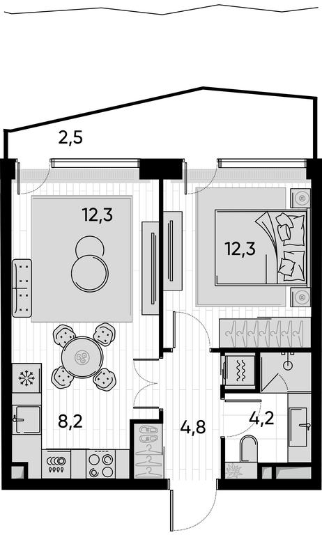 1-BD Apartment Sale, 44.2 sq. m. at Pride, Polkovaya Street, 1с27, Moscow, Russia #1