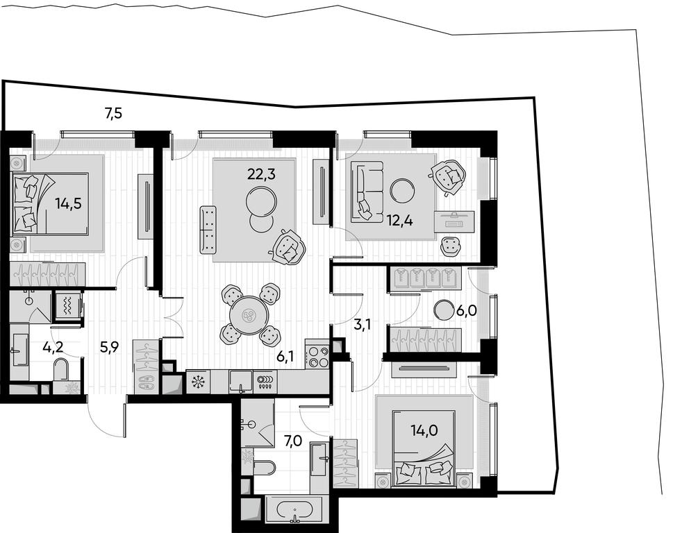 3-BD Apartment Sale, 103.2 sq. m. at Pride, Polkovaya Street, 1с27, Moscow, Russia #1 3-BD Apartment Sale, 103.2 sq. m. at Pride, Polkovaya Street, 1с27, Moscow, Russia #1