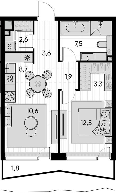 1-BD Apartment Sale, 52.5 sq. m. at Pride, Polkovaya Street, 1с27, Moscow, Russia #1