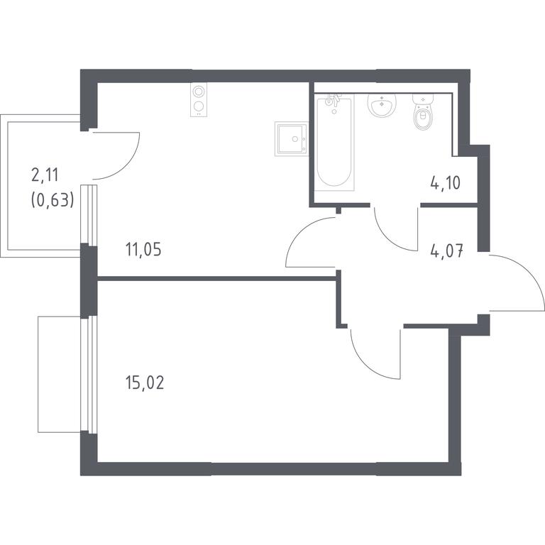 Apartment Sale, 34.87 sq. m. at Prigorod Lesnoe, Molodyozhny bulvar, 6, derevnya Misaylovo, Leninskiy City District, Moscow Region, Russia #1
