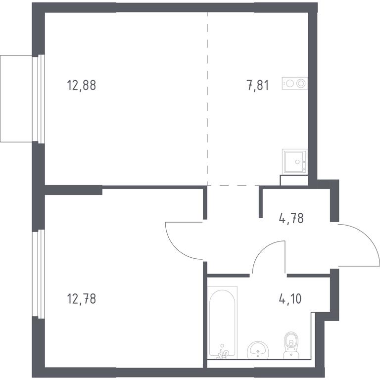 Apartment Sale, 42.35平方米 at Prigorod Lesnoe, Molodyozhny bulvar, 6, derevnya Misaylovo, Leninskiy City District, Moscow Region, Russia #1