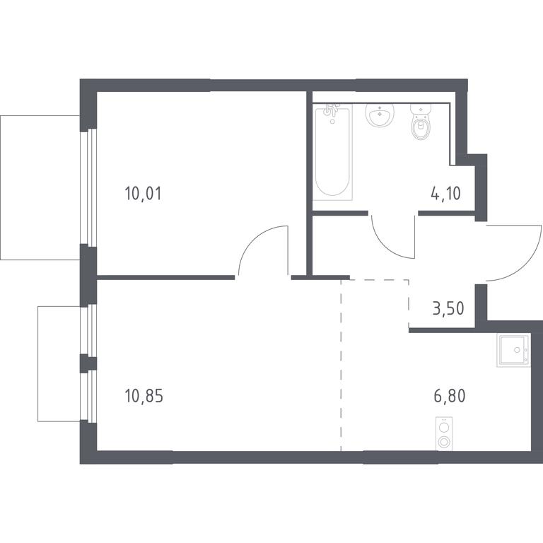 Apartment Sale, 35.26 sq. m. at Prigorod Lesnoe, Molodyozhny bulvar, 6, derevnya Misaylovo, Leninskiy City District, Moscow Region, Russia #1