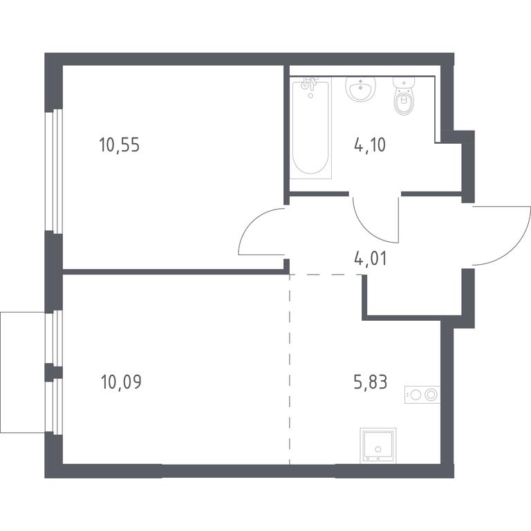 Apartment Sale, 34.58 sq. m. at Prigorod Lesnoe, Molodyozhny bulvar, 6, derevnya Misaylovo, Leninskiy City District, Moscow Region, Russia #1