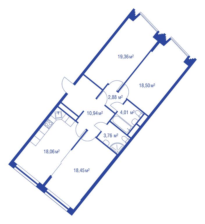 2-BD Apartment Sale, 96平方米 at iLove, улица Бочкова, 11А, Москва, Россия #1 2-BD Apartment Sale, 96平方米 at iLove, улица Бочкова, 11А, Москва, Россия #1