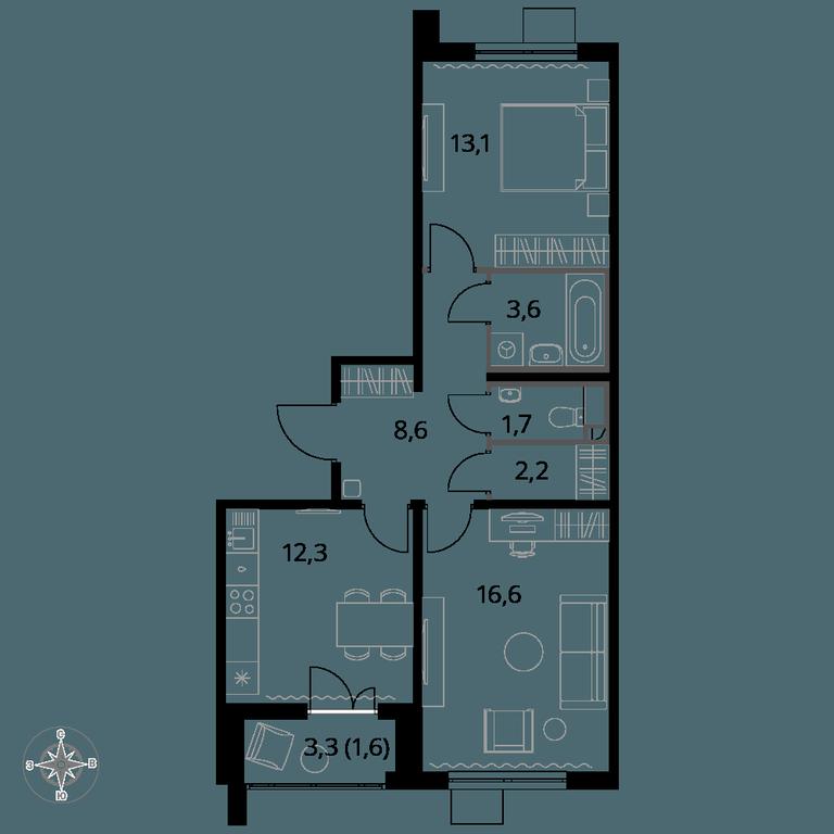 Продажа 2-комн. квартиры, 59,7 м² в ЖК «Первый Ленинградский», жилой комплекс Первый Ленинградский, Москва, Россия #1 Продажа 2-комн. квартиры, 59,7 м² в ЖК «Первый Ленинградский», жилой комплекс Первый Ленинградский, Москва, Россия #1