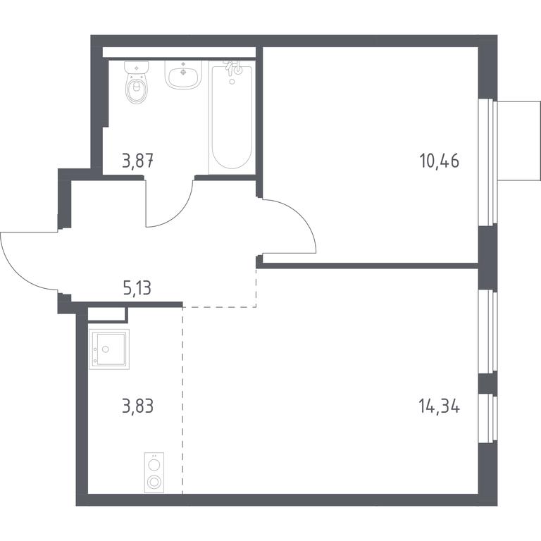 Apartment Sale, 37.63平方米 at Gorki Park, Shkolnaya ulitsa, 2, derevnya Korobovo, Leninskiy City District, Moscow Region, Russia #1
