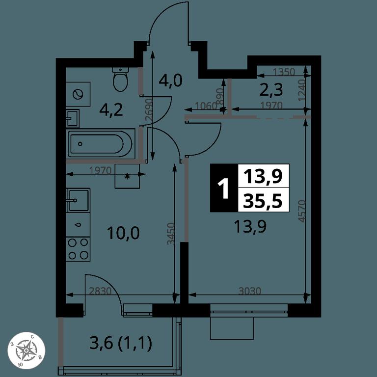 1-BD Apartment Sale, 35.5 sq. m. at 1 Yasenevskij, Kvartal № 24, Mosrentgen Settlement, Moscow, Russia #1
