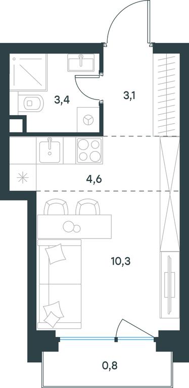 Apartment Sale, 22.2平方米 at Level Baumanskaya, Bolshaya Pochtovaya Street, 18, Moscow, Russia #1 Apartment Sale, 22.2平方米 at Level Baumanskaya, Bolshaya Pochtovaya Street, 18, Moscow, Russia #1